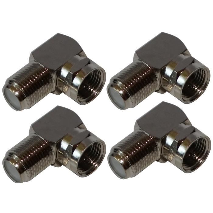 Aerzetix 4x Connecteur Prise Adaptateur Fiche F Coude D Angle 90 Male Femelle Cable Coaxial Tv Tele Satellite Antenne Cable Tv Video Son Avis Et Prix Pas Cher Cdiscount