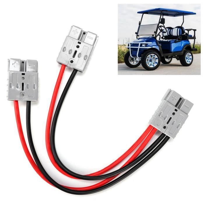 QWORK 50A Battery Quick Connector With 10AWG Silicone Wire (20") - O Ring Terminals For Electric Forklift, Tractor, Boat, Caravan