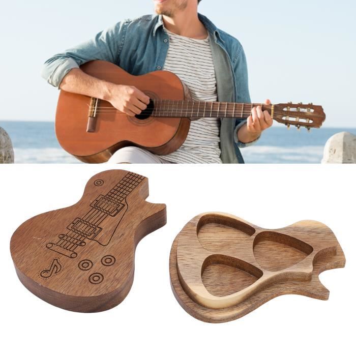 Alnicov Boîte De Rangement En Bois Pour Médiators De Guitare En Forme De Cœur