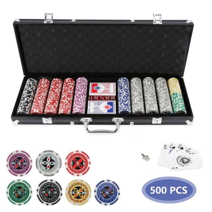 Pokerchips 500 Chips Jetons Valise en aluminium Set de poker Valise de