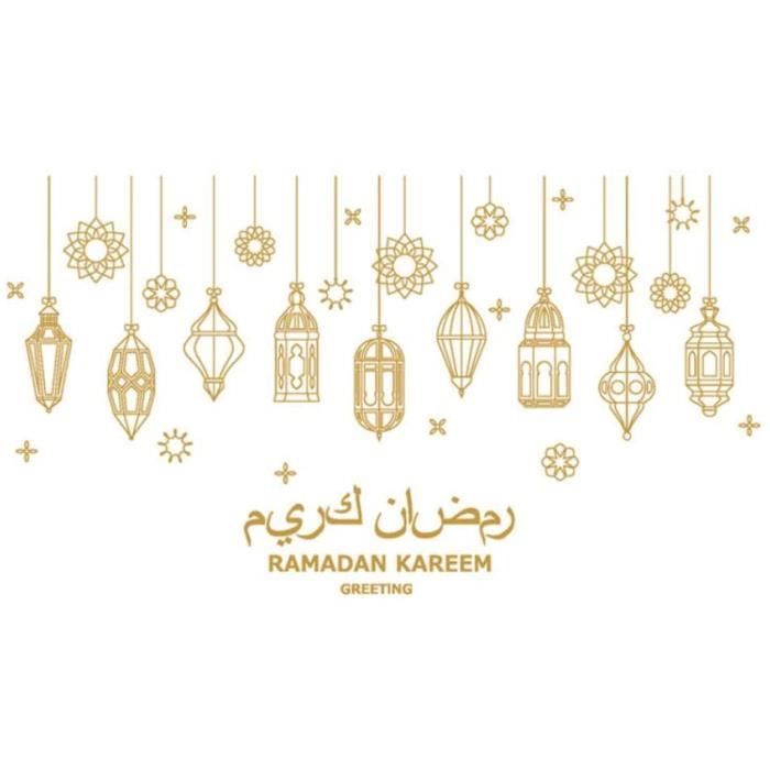 Lot de 2 guirlandes de ramadan Kareem dorées à paillettes décoratives pour fêtes à la maison 