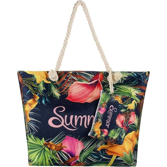 Sac De Plage Femme Xxl, Grand Sac De Plage Avec Fermeture À Glissière Pour  Les Achats Voyages[u475] Style 8 - Cdiscount Bagagerie - Maroquinerie