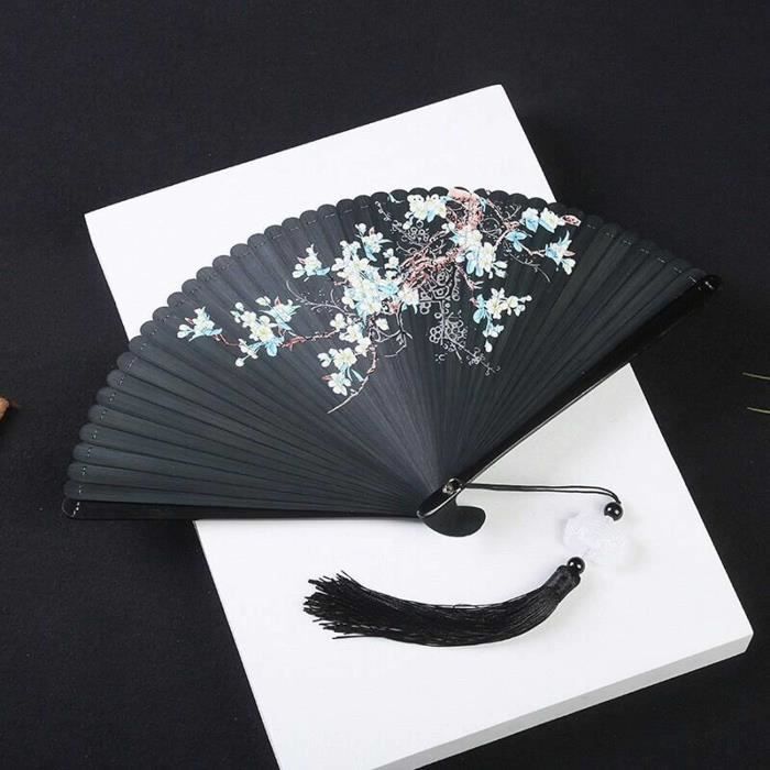 Décoration Asiatique Éventail Pliant En Soie Ventilateurs En Bambou Avec Gland Evantaille Japonais Éventails à Main Deco Japon