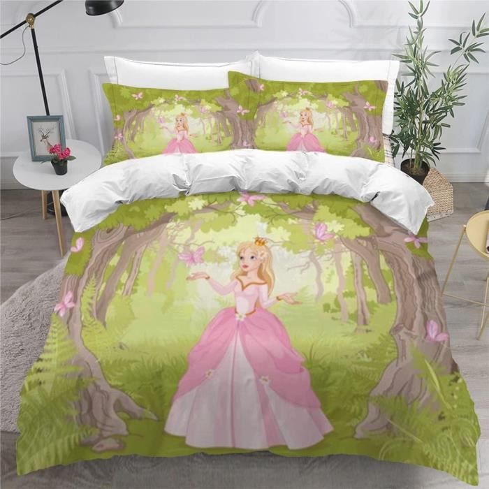 Housse De Couette 140x200 Girafe Enfant - Parure De Lit 1 Personne Microfibre Douce Avec Taie D'Oreiller