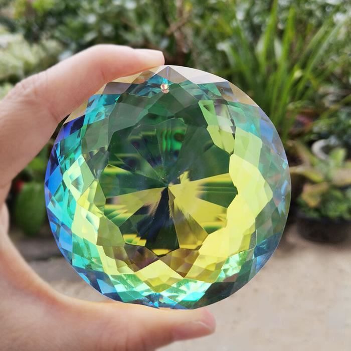 Lot De 5 Cristaux Pour Lustre - 40 Mm Diamètre, 30% Pbo, Effet Arc-en-ciel, Transparent