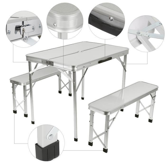 Ensemble Table 2pcs Banc De Jardin En Aluminium Pliante Table Buffet Plateau Camping Pliable Avec Poignee Achat Vente Ensemble Table Et Chaise De Jardin Table Banc Pliante Pique Nique Cdiscount