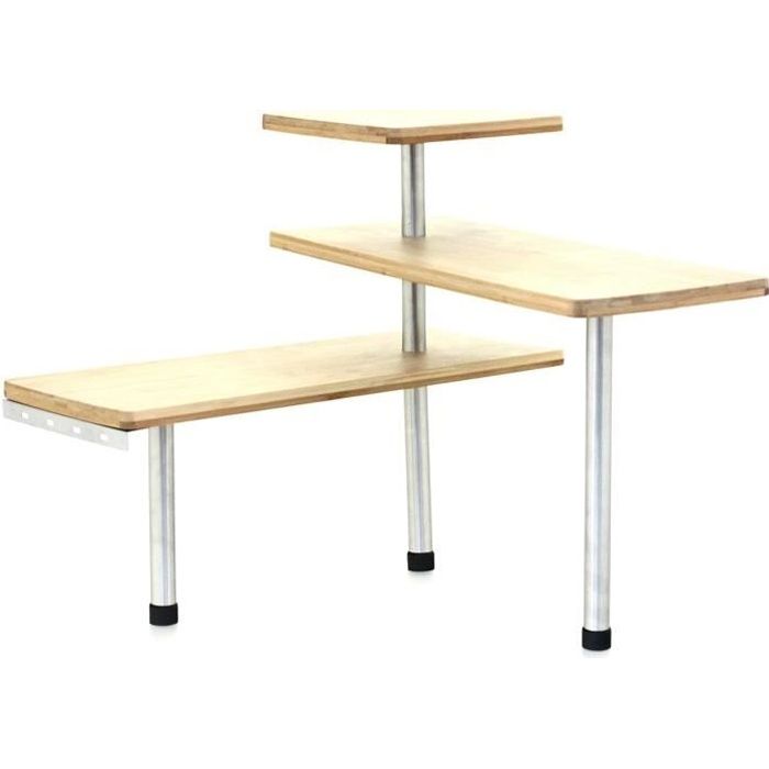 1x Etagere D Angle En Bambou Et Inox Cuisine Salle De Bain Ou