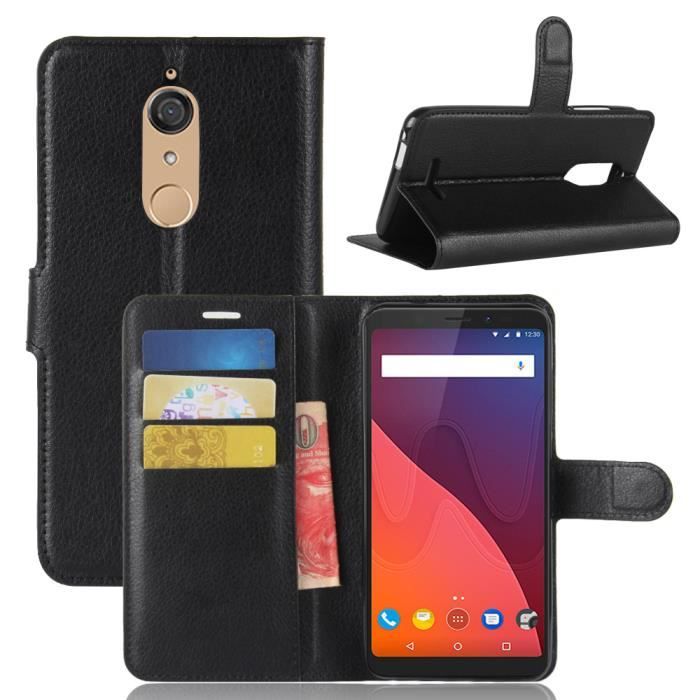 Étui Wiko View 2 En Cuir PU Effet Daim - Portefeuille Magnétique Avec Poches Cartes - 9