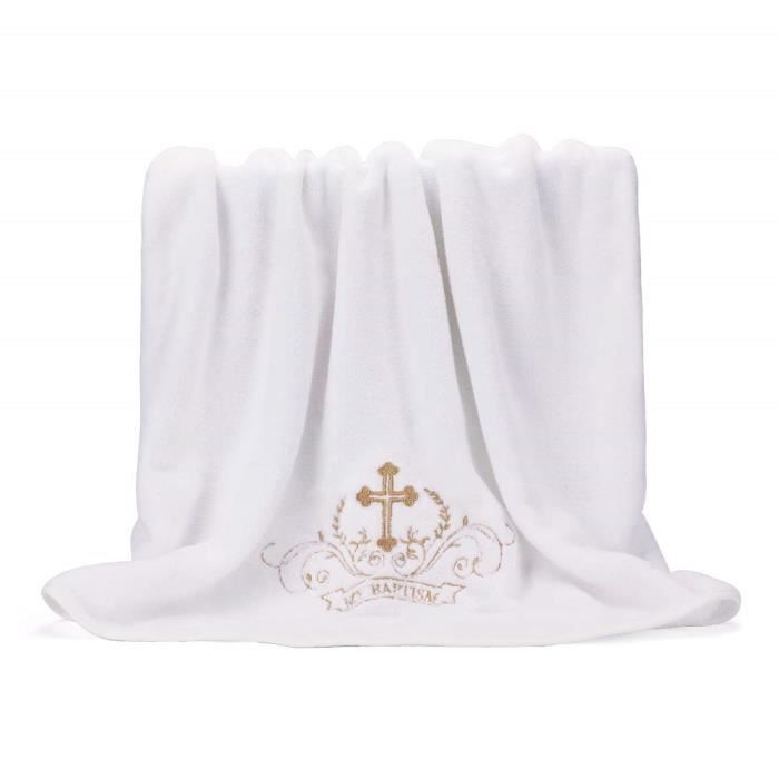Lacofia Serviette De Bapteme Couverture De Bapteme Bebe Unisexe Blanc Avec Broderie En Croix Doree Cadeaux Personnalises Pour Gar Cdiscount Maison