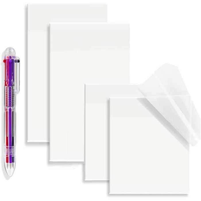 200 Sheets Transparent Sticky Notes Autocollantes Transparentes Avec
