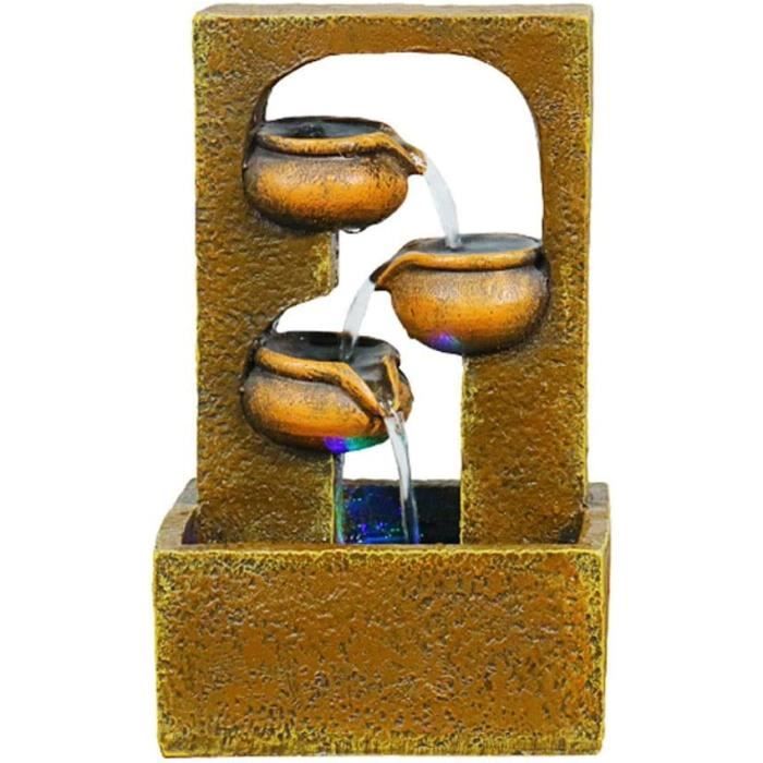 Fontaine De Bureau Avec Statue Ganesh - Cascade D'eau Et Lumière LED - Résine - 29cm - Prise UE 220-240V - Décoration Feng Shui - 9