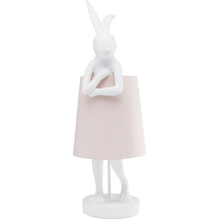 Lampe Animal Lapin 68cm blanche et rose Kare Design