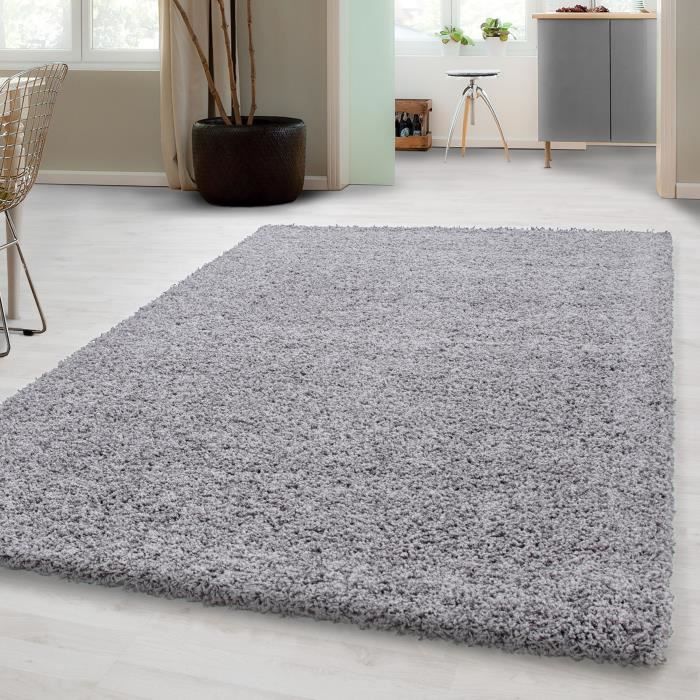 tapis shaggy haute pile pour salon salle a manger chambre avec une hauteur de pile de 3 cm gris clair 240x340 cm cdiscount maison