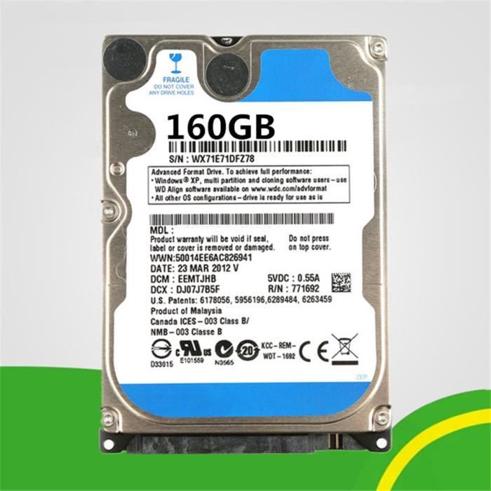 Disque Dur Pour Ordinateur Portable Disque Dur Hdd 5400rpm Cache Sata 2 5 160 Go Prix Pas Cher Cdiscount