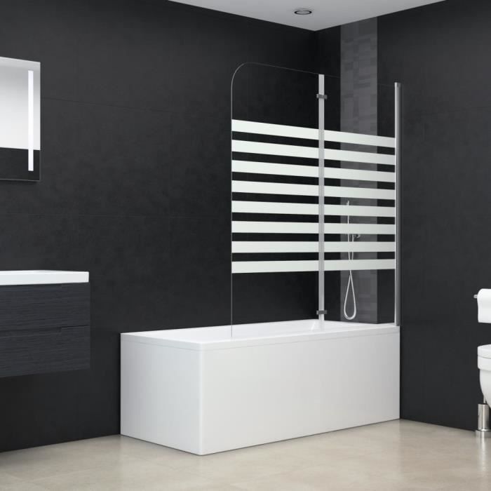 Paroi de douche Pliable Pare-baignoire Enclos de bain - Verre trempé Rayures 6 mm - 120x140 cm - Décoration Contemporain