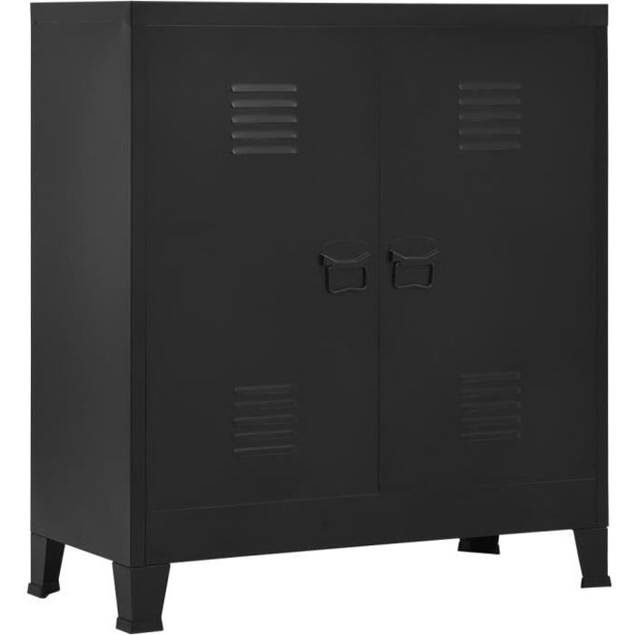 home® classeur meuble classement design - armoire de bureau industriel noir 90x40x100 cm acier ❤9019