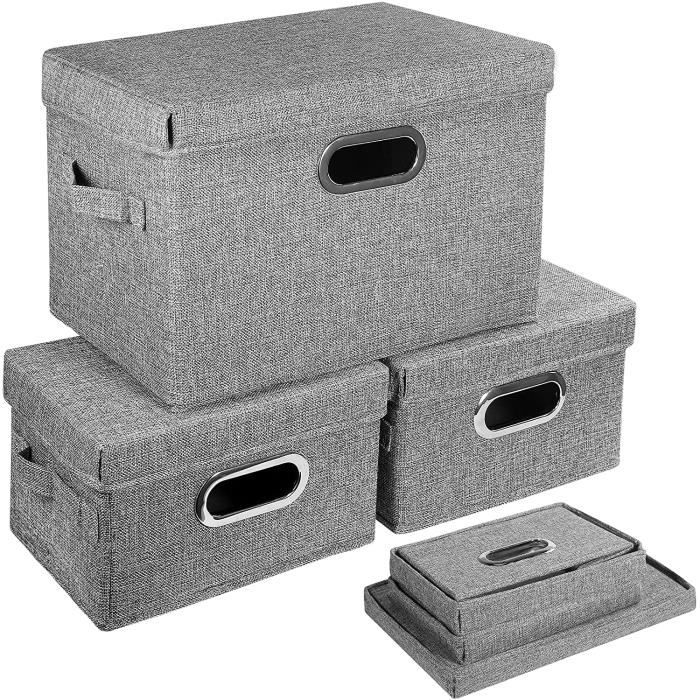 Boîte De Rangement Avec Couvercle Tissu, Caisse De Rangement Pliable Boîte De Rangement Avec Couvercle Tissu, Caisse De Rangement Pliable