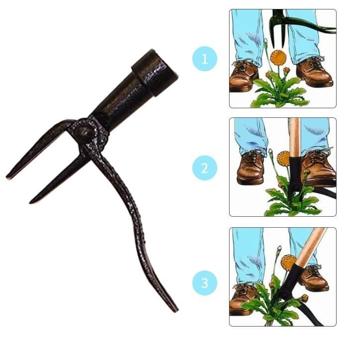 Arrache-mauvaises-herbes Manuel En Fer - Outil Debout Avec Repose-pieds, Idéal Jardin, 28mm Et 19mm - 5