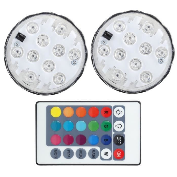 Fdit Lumière submersible Lumières Submersibles LED Lumière de Piscine Sous-Marine Étanche avec Télécommande Minutage pour
