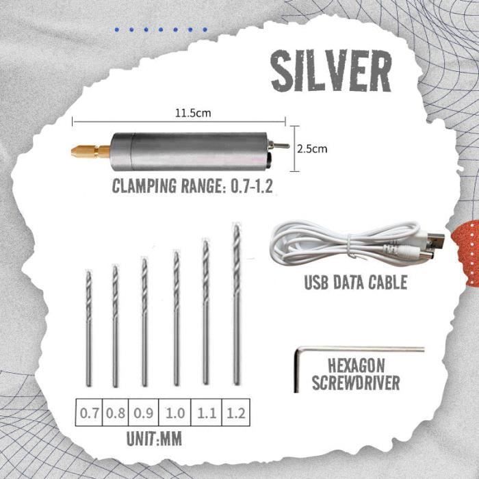 Argent - Mini perceuse électrique, ensemble'outils pour la fabrication ...