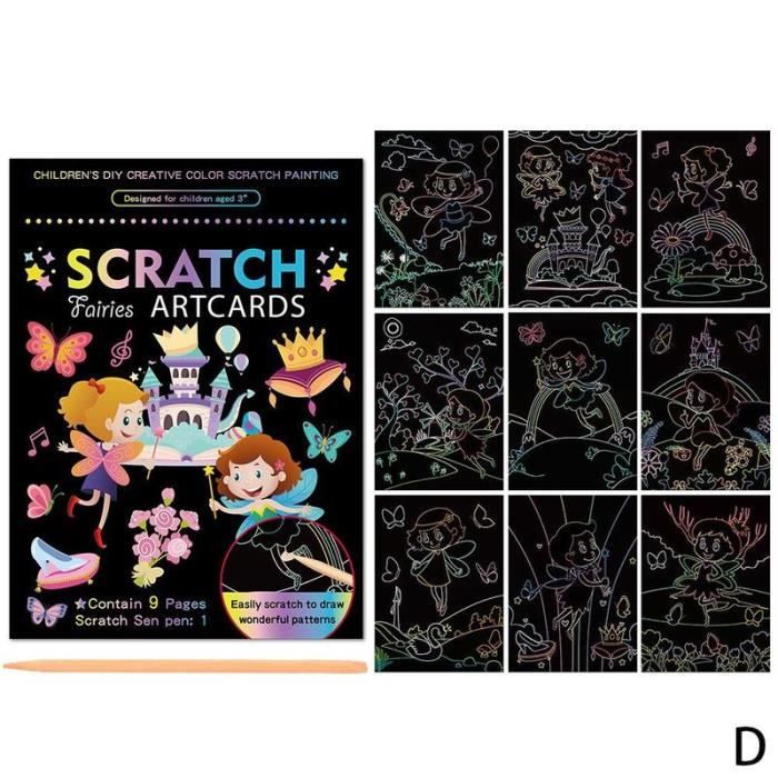 Papier à Gratter Arc-en-Ciel - 4 Feuilles Qui Brillent Dans Le Noir - Art DIY Adultes & Enfants
