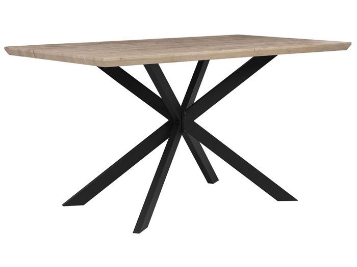 Table 140 X 80 Cm Bois Clair Et Noir Spectra Achat Vente Table