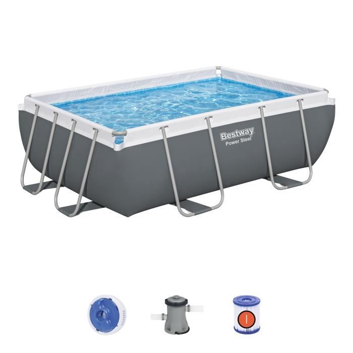 Kit Piscine hors sol tubulaire BESTWAY - Power Steel™ - 282 x 196 x 84 cm - Rectangulaire (Inclus ép