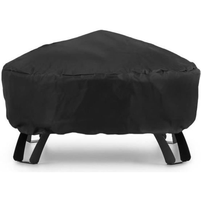 Yuanu Housse de Protection pour Brasero Rond Étanche Anti-UV Housse de Barbecue Respirant Tissu Oxford Extérieur Jardin Patio Couverture de Foyer pour Poêle Noir 55CM*50CM 