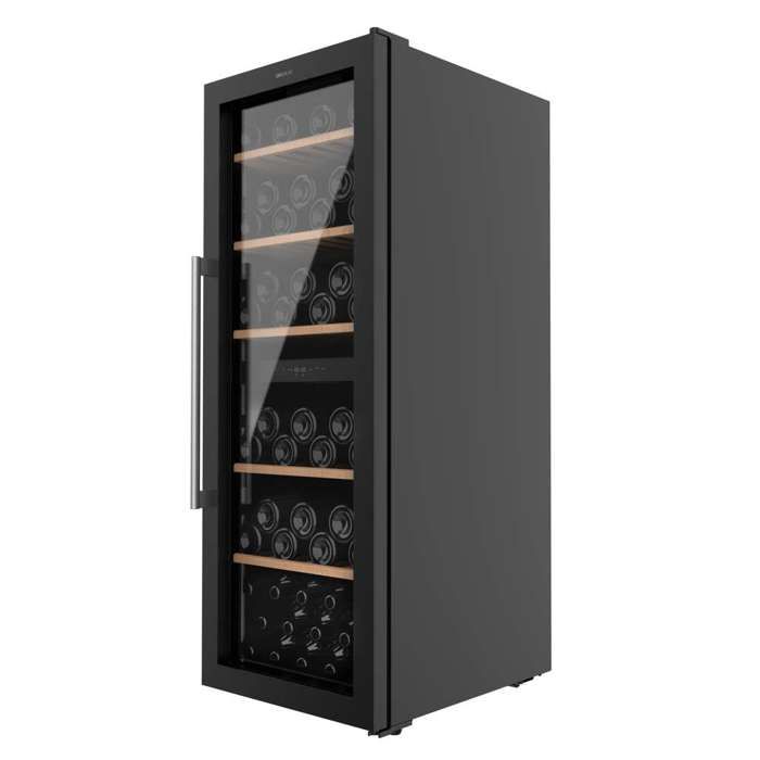 Cecotec Cave à Vin 77 Bouteilles Bolero GrandSommelier Duo 77000 Black 193 L Système Compresseur de Refroidissement - Cecotec