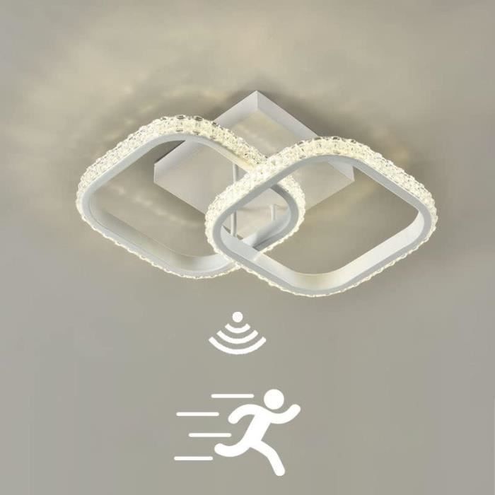 LEZOE Plafonnier LED Avec Détecteur De Mouvement, 18W 2200lm 120lm/W, IP54 Plafond éclairage De Salle De Bain 4000K, Plaque LED étanche Pour Pièces Humides, Couloirs, Sous-sols, Garages Et Balcons