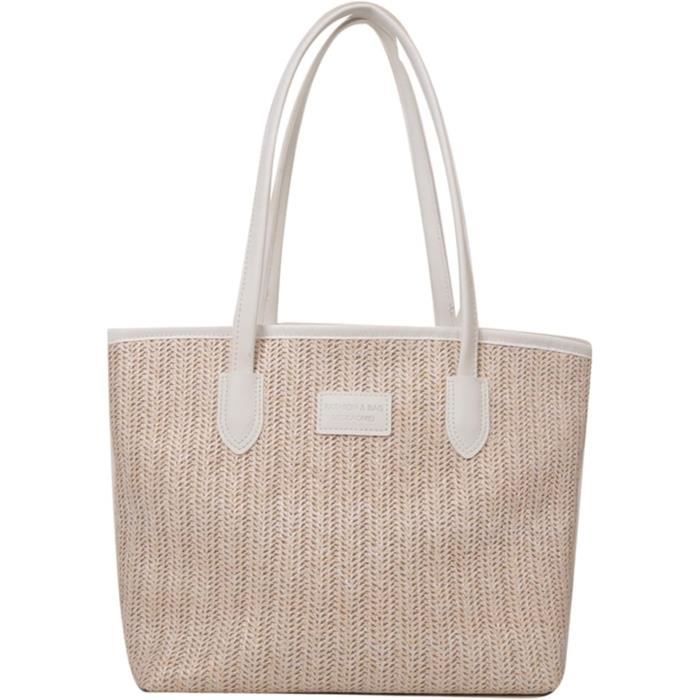 Sac d'été en paille tissée, Sac de plage,Sac plage,Cabas osier,Sac seau