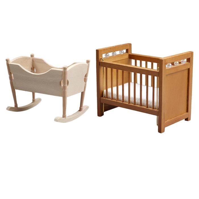 1/12 Scale Doll House Crib Toy DIY Baby Room Decor For Kids Girls