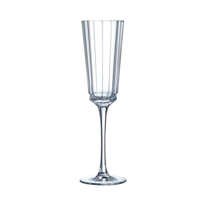 6 flûtes à champagne 17cl Macassar - Cristal d'Arques - Kwarx au design vintage 233 Transparent