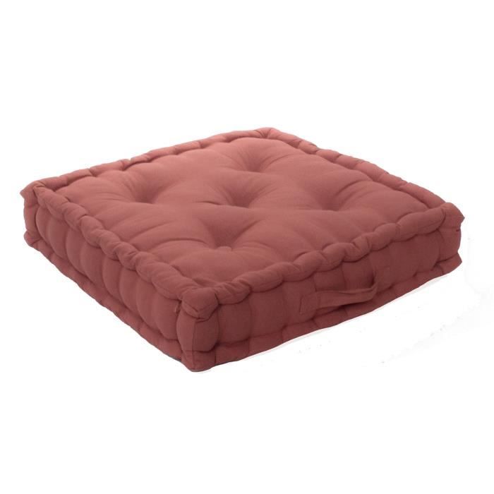 Coussin De Sol 50 X 50 X 10 Cm Lola 100 Coton Coloris Terre Cuite Achat Vente Coussin Matelas De Sol Cdiscount