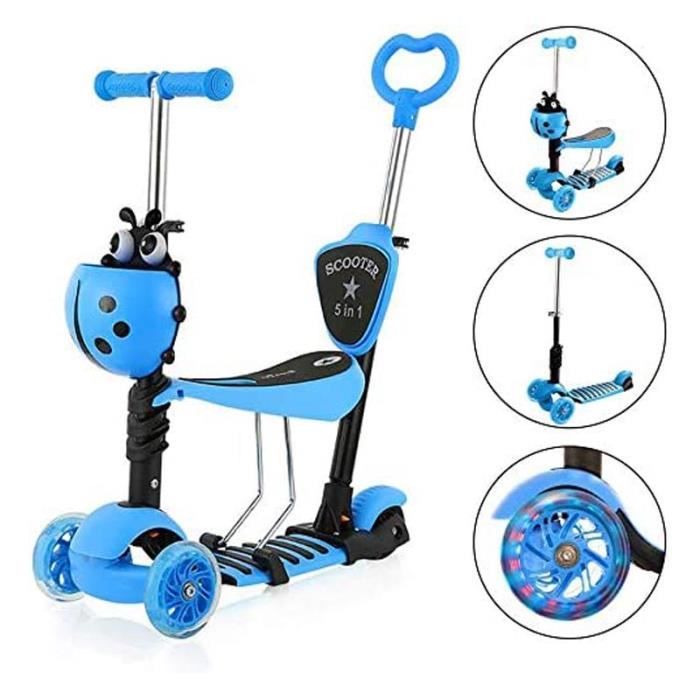 Scooter Pliable 5 En 1 Pour Enfants Avec Siège Amovible - Trottinette Équilibre