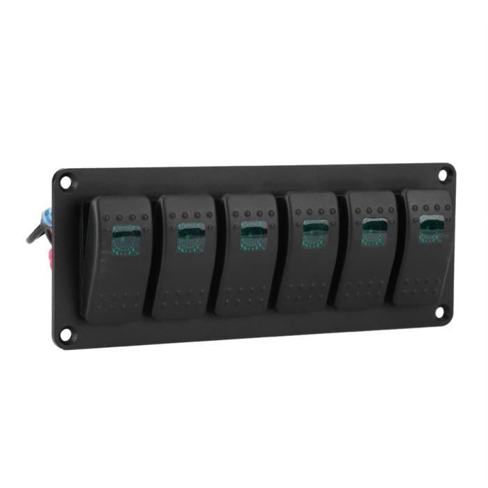 Panneau d'interrupteur à bascule 6 gangs 12V 24V bleu LED étanche SPST Panneau d'interrupteur à bascule 6 gangs 12V 24V bleu LED étanche SPST