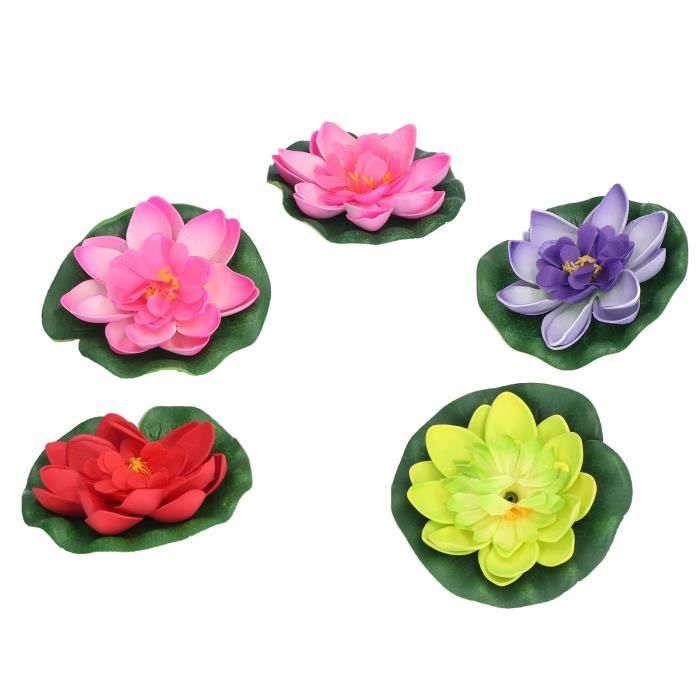 5 Nénuphars Artificiels Flottants - Diamètre 10-17 Cm | Étang, Bassin, Piscine | Décoration Extérieure