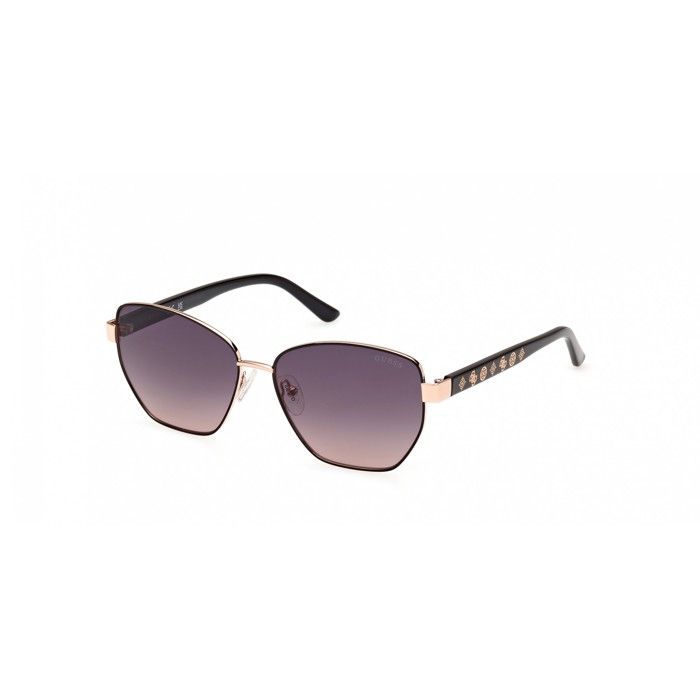 Lunettes de Soleil Guess GU00102 56/14/140 Shiny black Front metal circle galvan WOMAN GU00102
