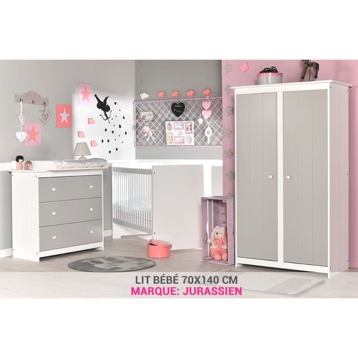 Chambre Bebe Gris Clair Avec Lit 70x140 Cdiscount Puericulture Eveil Bebe