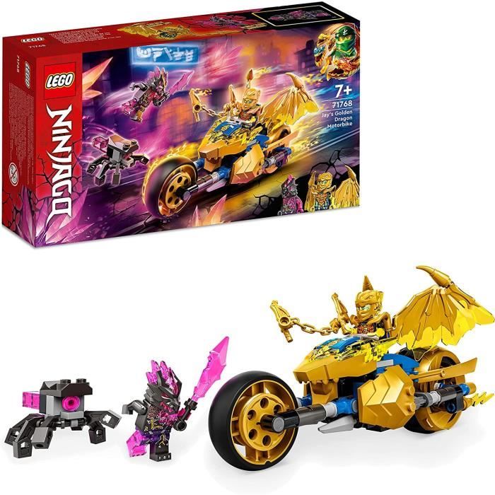 LEGO 71768 Ninjago La Moto Dragon d Or de Jay, Jouet avec Vehicule et Figurine de Dragon, Idee Cadeau Anniversaire pour Enfan