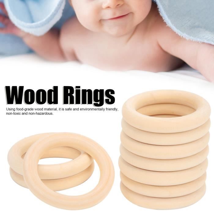 anneaux en bois 20pcs bois bébé anneaux de dentition naturels bijoux à bricoler soi-même art ustensiles 70 mm-2,75 pouces
