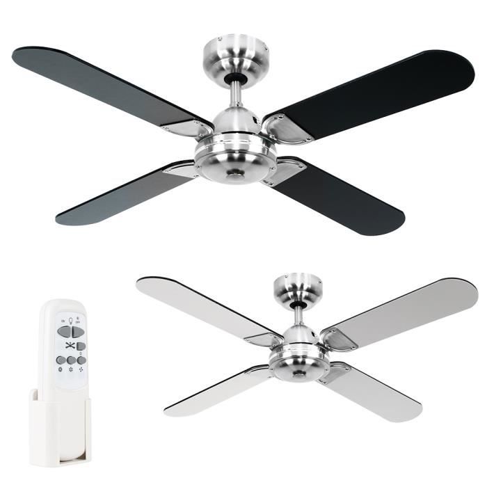 Ventilateur De Plafond De 106 Cm Sans Eclairage Moderne Fini Dans Chrome Brosse Et 4 Pales Helices Noires Avec Telecommande Achat Vente Ventilateur De Plafond Ventilateur De Plafond De 106 Cdiscount