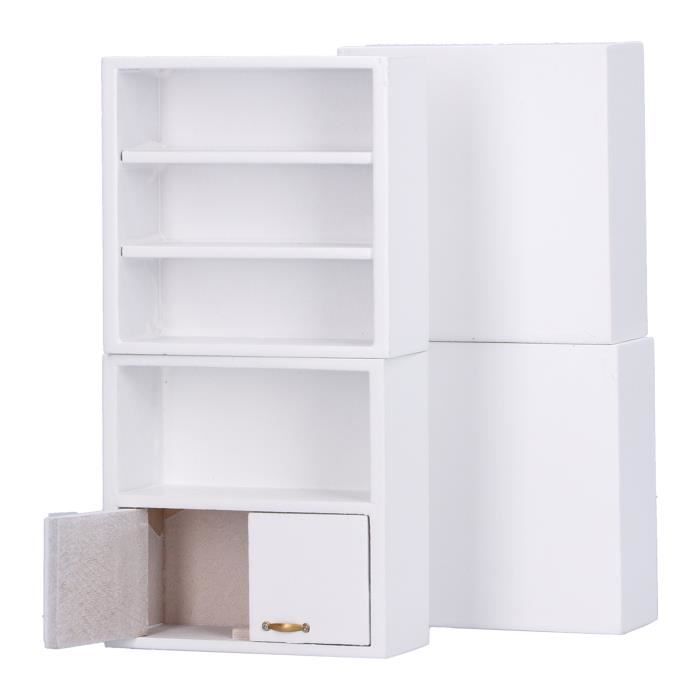 Odoria Maison de Poupée Bibliothèque Miniature: 1/12 Échelle Étagère à Livre Salon Bureau Moderne - Mini Armoire Mural Meuble Bois Blanc Odoria Maison de Poupée Bibliothèque Miniature: 1/12 Échelle Étagère à Livre Salon Bureau Moderne - Mini Armoire Mural Meuble Bois Blanc