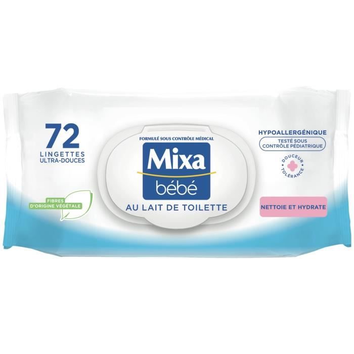 MIXA Lingettes ultra douces hypoallergénique au lait de toilette