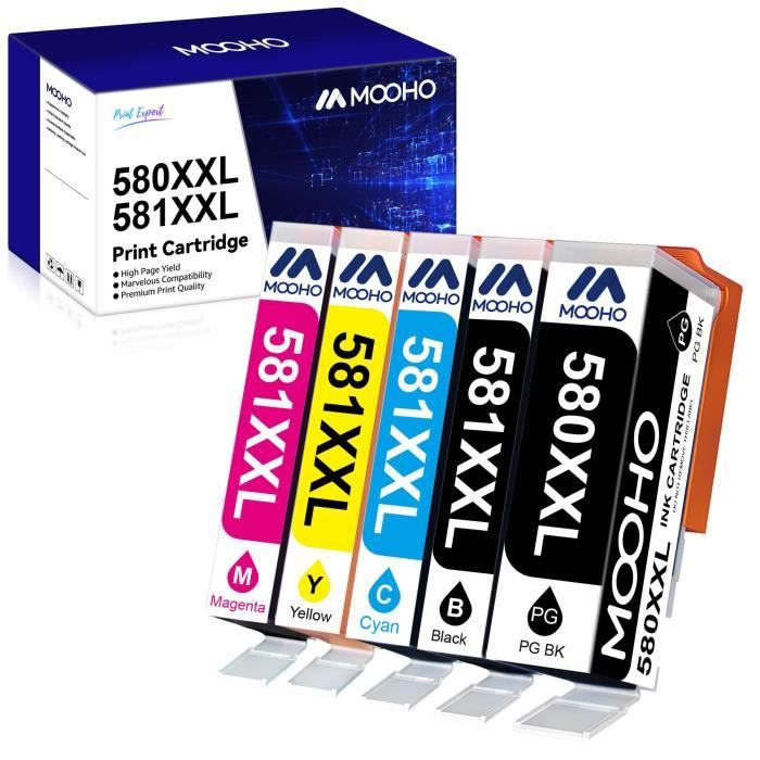 Lot De 6 Cartouches Compatibles PREMIUM Pour Canon PGI-580XL & CLI-581XL - Noir Et Couleurs - Neuves