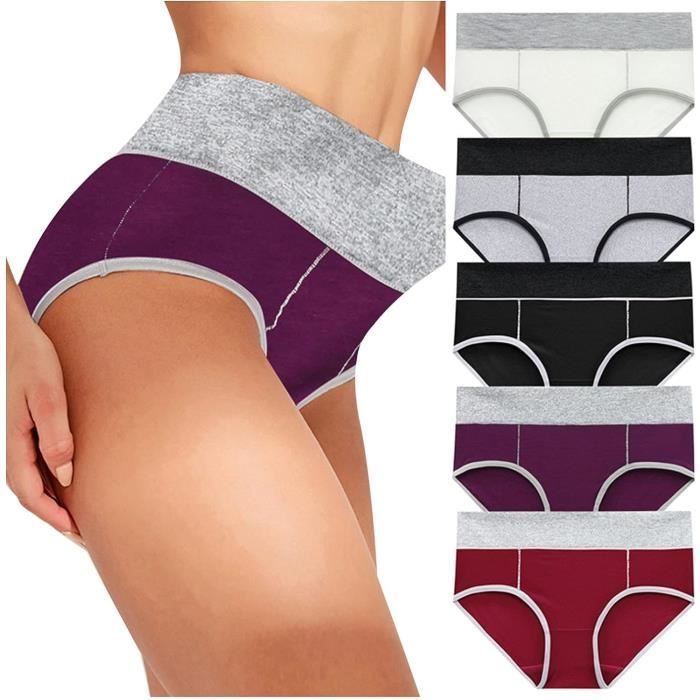 Lot de 5 Culotte Slip de Femme Coupe Confortable Grande Taille Couleur Unie Culotte Courte Taille Haute Culotte Bulle Bulle Cdiscount Pret a Porter