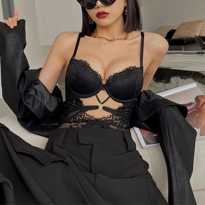 ENSEMBLE LINGERIE Femme Dentelle classique evidee confortable anti relachement sexy Noir Cdiscount Pret a Porter