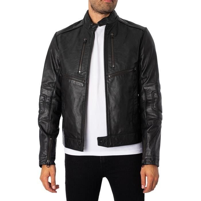 G-Star RAW - Veste en cuir de motard - Homme - Noir Noir