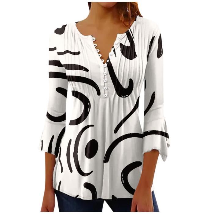 T SHIRT Femme Haut l gant Tunique Chic Fluide Mode Tee Shirt
