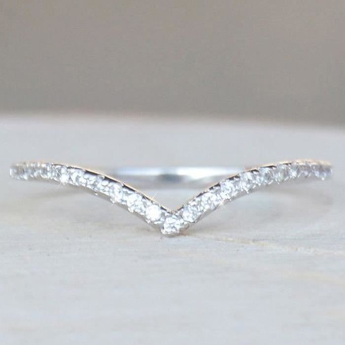 Colonel sit Fisherman Bague Simple Luxe Cristal Diamant V-Fme De Mariage Élégant Charme Femmes  Doigt De Fiançail Vintage Bijoux 1075 Argent - Achat / Vente bague - anneau  Bague Simple Luxe Cristal -